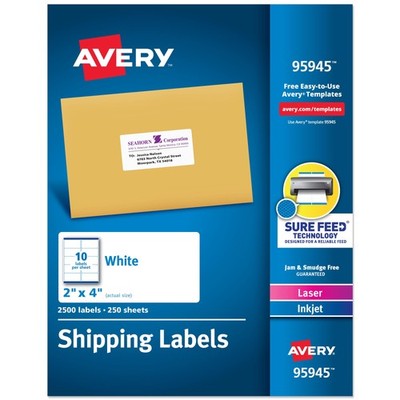 Avery Printable Labels Sure Feed Technology 2 X 4 Customizable Stickers White