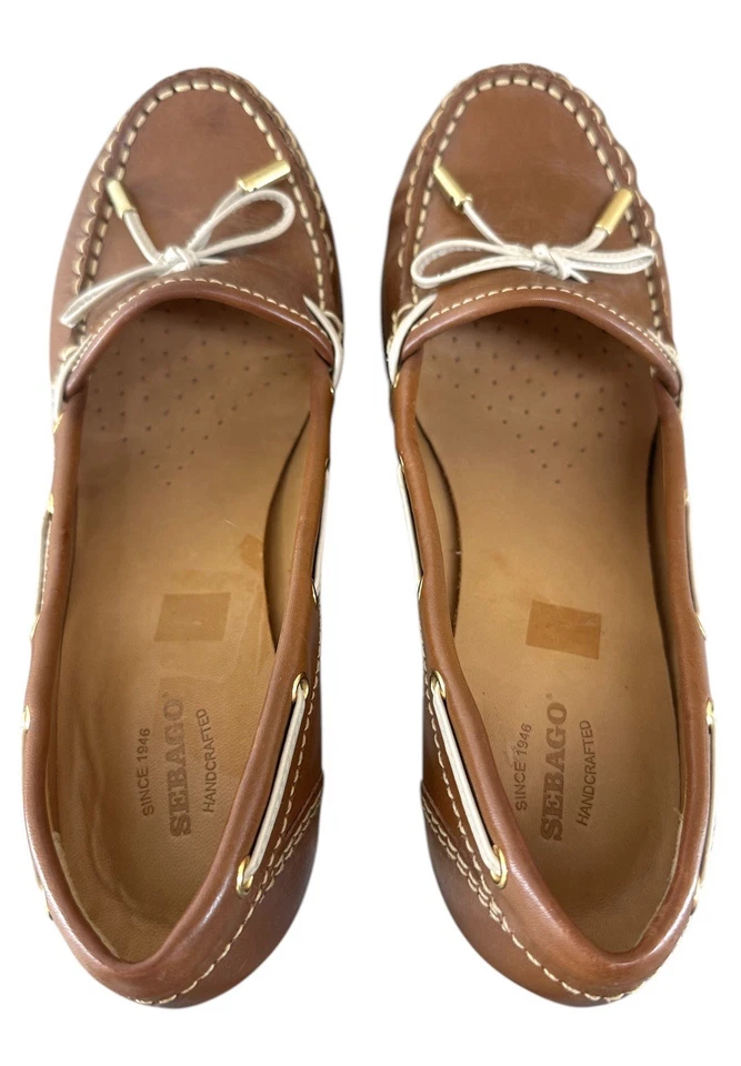 Zapatos de salón con corbata Sebago Lisbon para mujer talla 8,5 artesanales de cuero marrón Foto 2 de 4