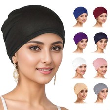 1 Pieces Solid Women Hat Stretchy Turban Beanie,Pre Tied Chemo Head Sca...