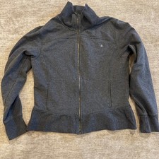 Champion Full Zip Mock Neck Fleece Jacket Charcoal Gray Women's Medium Athletic