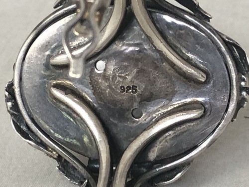 Bracciale piccolo vintage in argento sterling e ambra baltica naturale con scomparto - Foto 14 di 20