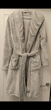 Boux Avenue Grey Dressing Gown with Fur Hood Size Small