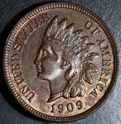 1909 INDIAN HEAD CENT - With LIBERTY & Near 4 DIAMONDS - AU UNC Details
