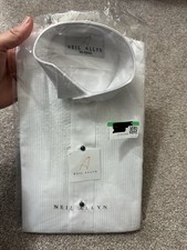 NWT Neil Allyn Tuxedo Shirt Mens XS 32/33 White Laydown Collar Pleated