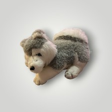 Nanco Husky Puppy Dog Plush Stuffed Animal Grey White Soft Toy Curled Tail