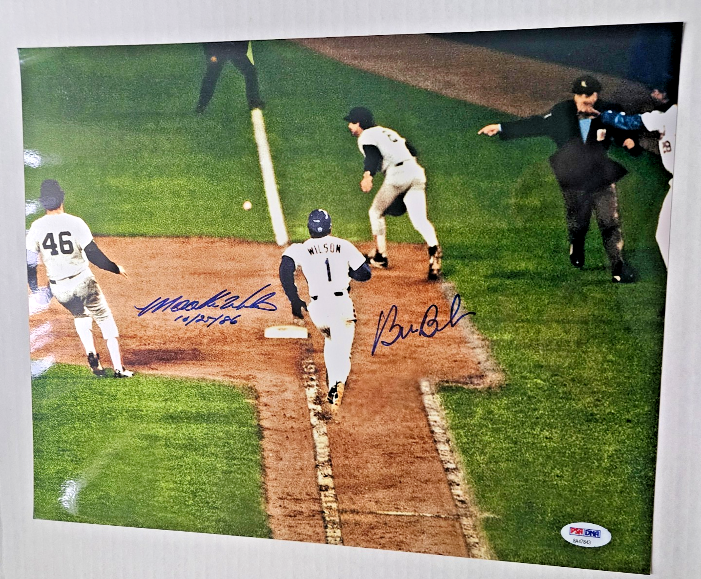 Bill Buckner Autographed Signed New York Mets Mookie Wilson / 11x14 Metalic Photo PSA/DNA Mets 