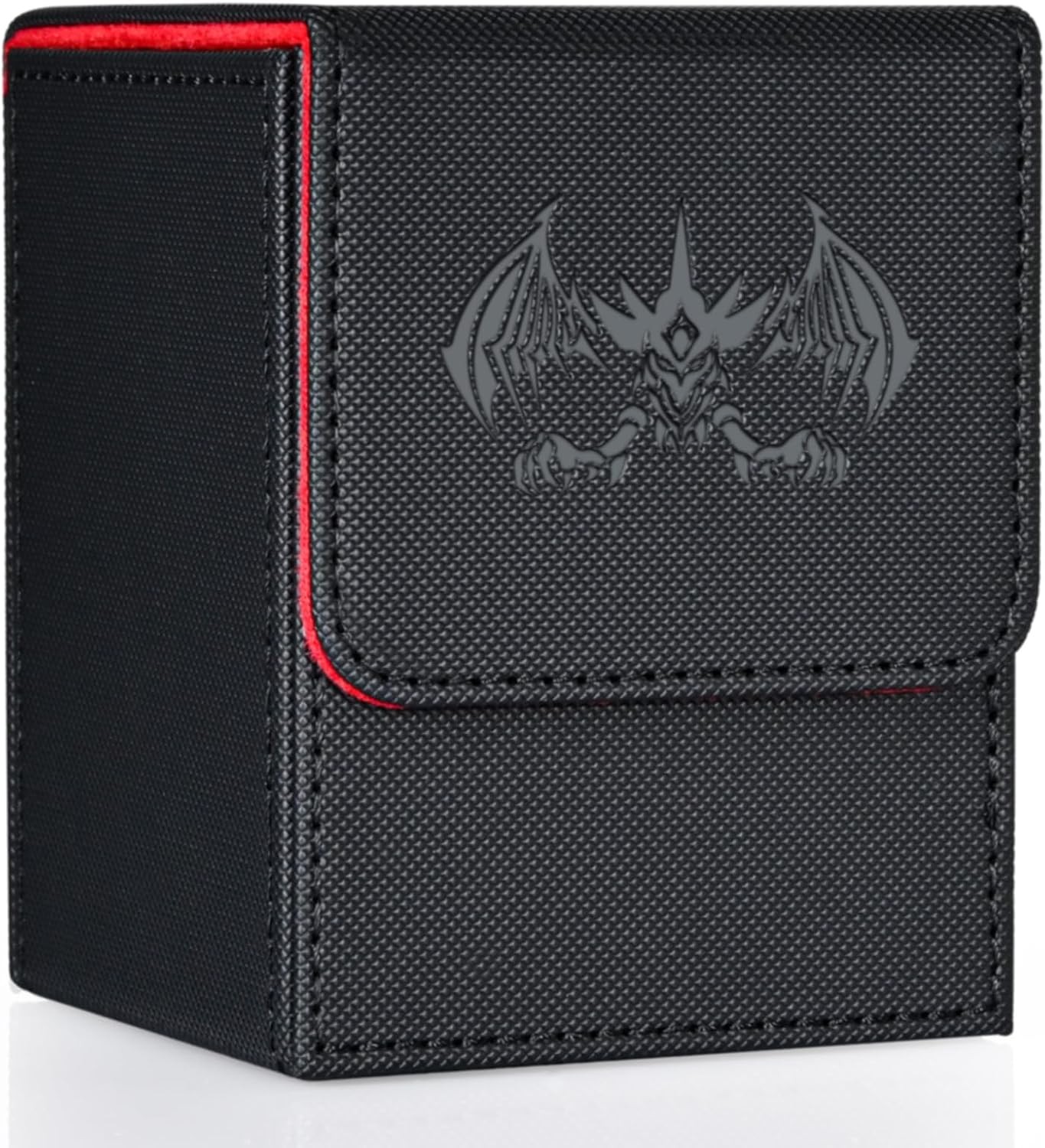 Card Deck Storage Box for Yugioh MTG Black & Red Polyurethane Leather 8x8x10mm