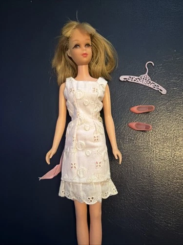 Vintage Barbie Francie Summer Frost Dress pink Shoes #1276 Outfit - No Doll