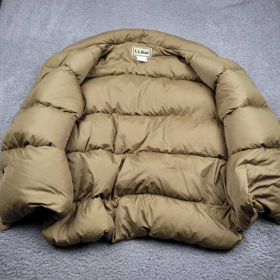 L.L. Bean Mens XL Tall Goose Down Puffer Vest Quilted Tan Khaki vintage - Image 4 of 4