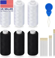 6 Pcs Sewing Thread Kit, 400 Yards Each Spool 402 Polyester Thread with Sewing N