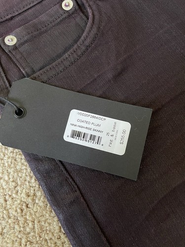 Pantalones de mezclilla ajustados al tobillo de tiro alto Rag & Bone Nina para mujer talla 25 recubiertos de ciruela nuevos con etiquetas - Imagen 6 de 8