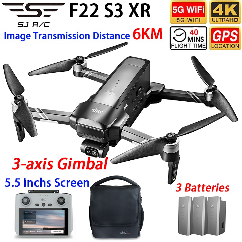 SJRC F22 S3 XR Drone GPS 5G WIFI FPV 6KM 3-axis Gimbal 4K HD