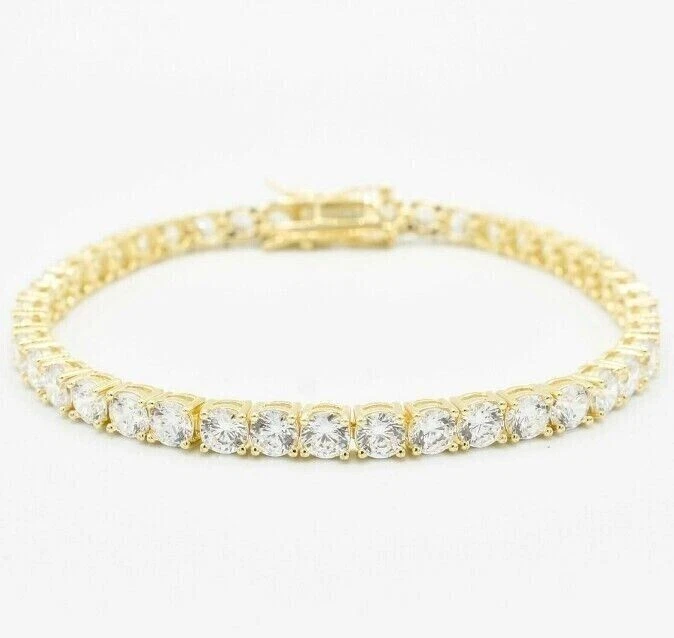 VVS1 Moissanite Women's Tennis Bracelet 14K Yellow Gold Plated 16 CTW Round Cut