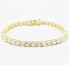 VVS1 Moissanit Damen Tennis Armband 14K Gelb Vergoldet 6 Karat Rund Schliff