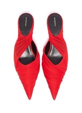 Balenciaga Red Knife Mules Kitten Pointed Toe...