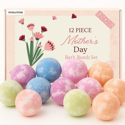 12 Luxury Bath Bombs Gift Set for Mom - Relaxing Aromatherapy Bath Balls, Perfec