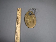 Vintage  Double Sided BRASS  DAIRY COW TAG Cattle Number 67