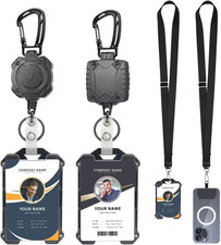 Badge Holder Retractable Clip Heavy Duty Carabiner Badge Reel Keychain with Lany