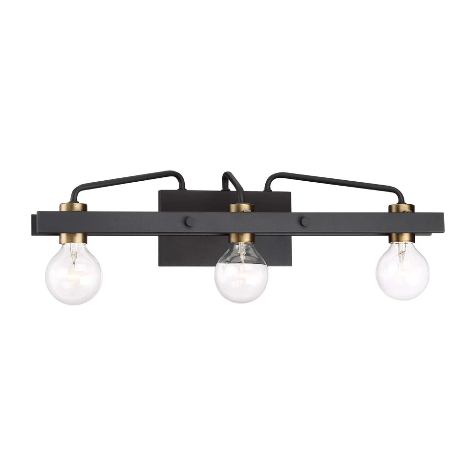 Ravella 3-Light Bathroom Vanity Light Fixture, Black, 94203-BK Foto 4 de 4