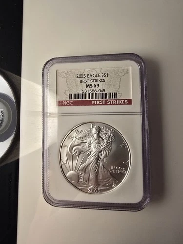 2005 American Silver Eagle NGC MS69 First Strikes 1 oz Silver