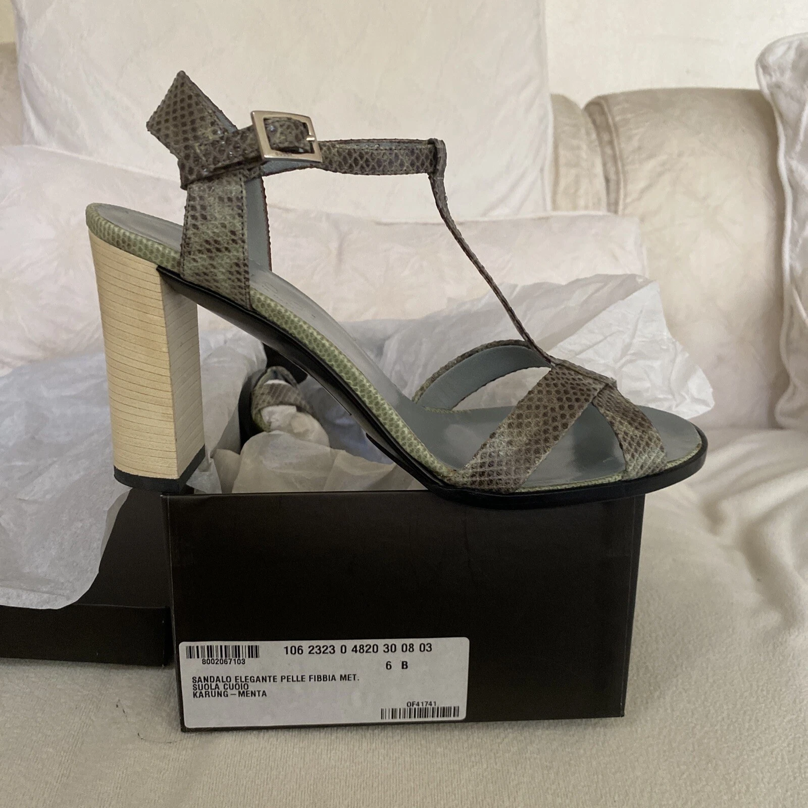 SANDALES À TALONS HAUTS VINTAGE AUTHENTIQUES GUCCI BY TOM FORD PYTHON TAILLE 6 neuves dans leur boîte