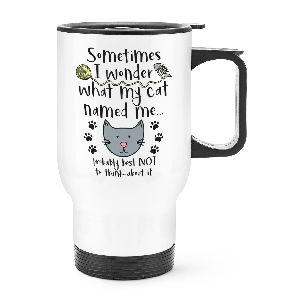 Sometimes I Wonder What My Cat Named Me Travel Mug Cup With Handle - Funny