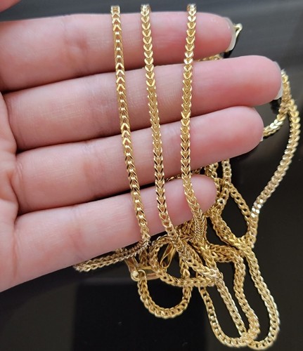 Franco Chain 2mm Real 10k Yellow Gold 22" Box Necklace STRONG chain for pendant - Picture 4 of 9