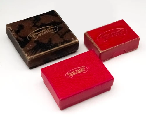 3 Small Vintage James Walker Empty Jeweller Box's Cardboard Red Brown 1950s