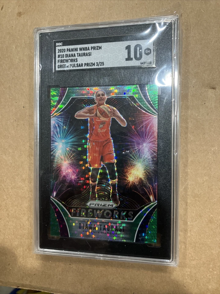 2020 wnba prizm #10 diana taurasi green pulsar fireworks RARE Jersey #3/25 - Image 4 of 4