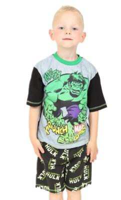 Marvel Jungen Hulk The Incredible Hulk Schlafanzug Krunch grün grau kurz