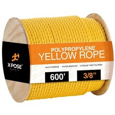 600 ft Twisted Polypropylene Rope - 3/8" - Yellow Floating Poly Pro Cord