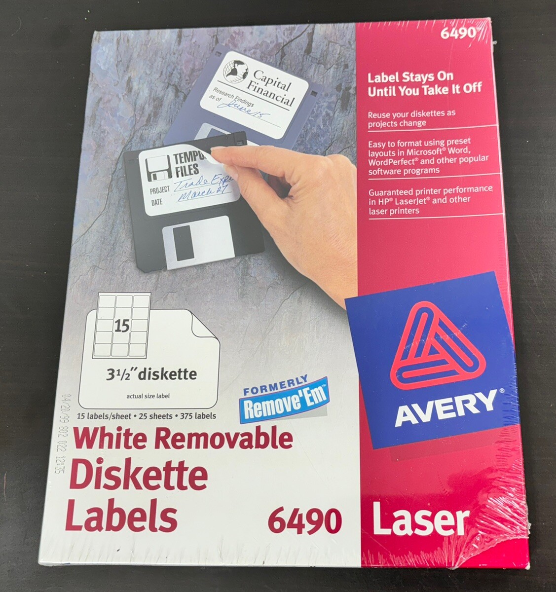 Avery Laser/Inkjet 3.5" Diskette Labels White 375/Pack 6490 Brand New