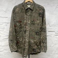 Vintage Eddie Bauer Elkhorn Canvas Button Up Knit Mens Medium Hunting Deer