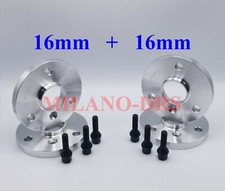 KIT 4 DISTANZIALI RUOTA 16+16mm SMART FORTWO (450-451-452) +BULLONI BLACK CONICI