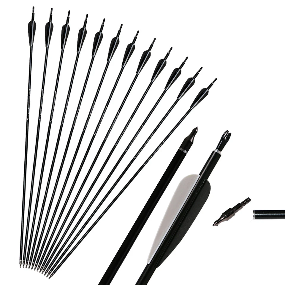 31" Aluminum Arrows Spine 550 Archery Hunt Screw-in Tip for Recurve/Compound bow - Image 3 of 4