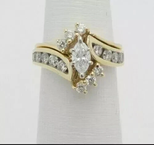 3Ct Marquise Cut Lab-Created Diamond Women's Wedding Ring 14K Yellow Gold Plated - Image 2 of 4