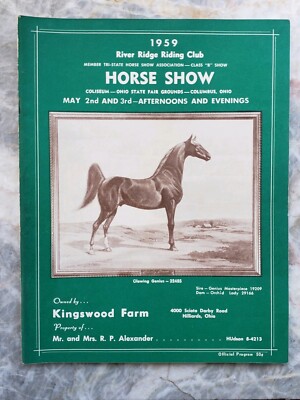 1959 River Ridge Riding Club Horse Show Program, Upper Arlington, Ohio Area