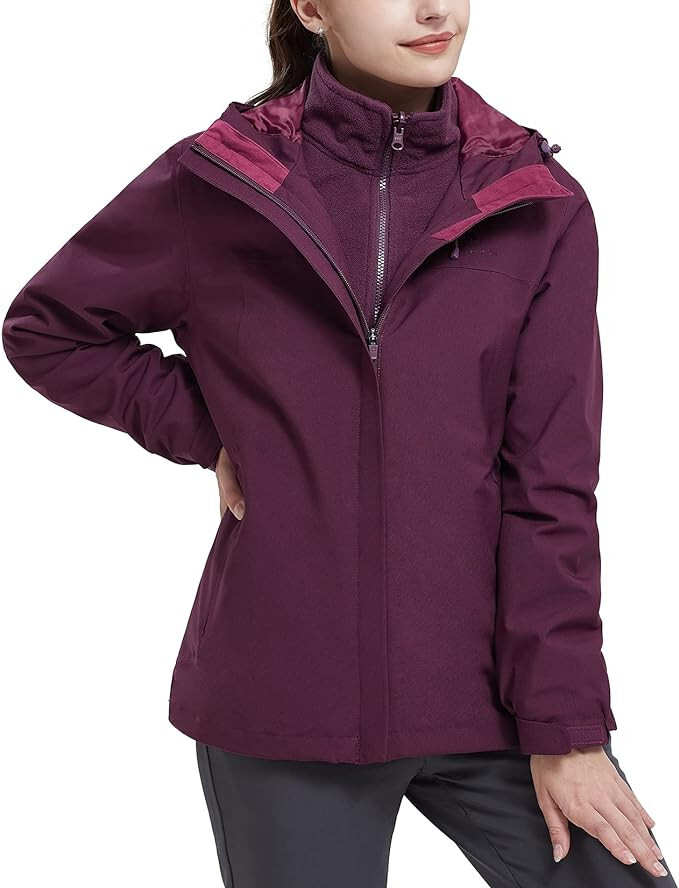 Camel Crown Womens Waterproof Ski Jacket 3in1 Windbreaker Coat Fleece