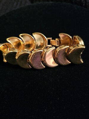 Napier Goldtone Half Moon Bracelet Signed