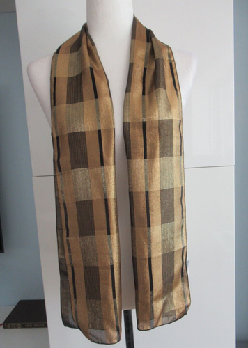 Anne Klein Metallic Rayon Rectangular Scarf 10" x 60" Gold Black Color NWOT - Picture 2 of 9