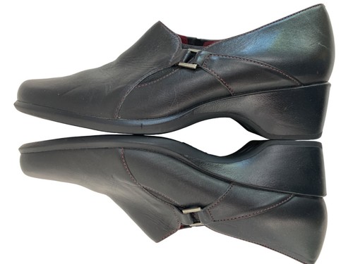 Vintage Clarks Leather Black Shoe Stretch Comfort Size 6.5M 73645 Slip On 7959 - Picture 5 of 9