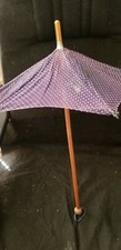 ANTIQUE WOOD DOLL TOY PARASOL umbrella 23 7/8  L x 17  dia