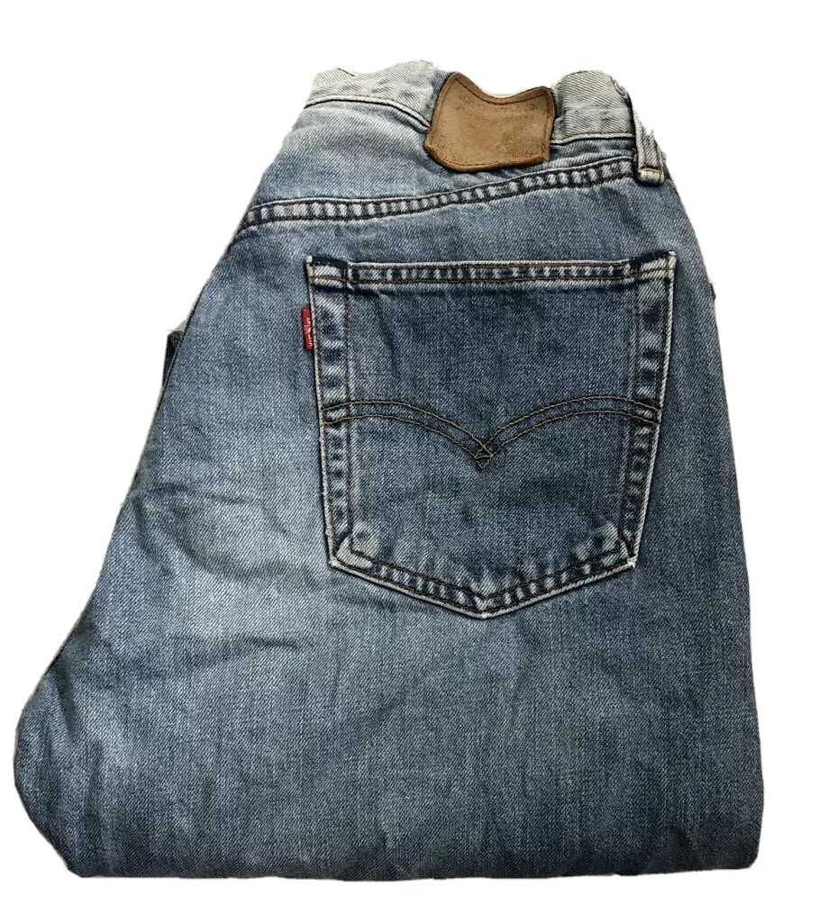 LEVIS 504 JEANS Womens W 31 L 36 BLUE DENIM STRAIGHT FIT 724