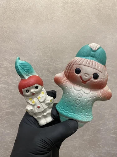 Vintage Soviet USSR Rubber Toy Collectibles Figurine - CIPPOLINO & CHEERFUL GIRL