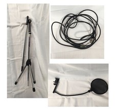 Oss Ms7701c Euroboom Mic Stand-chrome, Live Wire 15ft Cable, Nady Mpf6 Pop Filtr