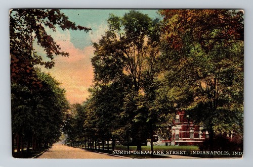 Indianapolis IN-Indiana, North Delaware Street, Antique, Vintage c1914 Postcard