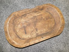 Carved Wooden Dough Bowl Primitive Wood Trencher Tray Rustic Home Decor 19"