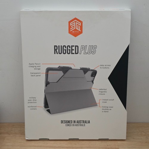 STM Rugged Plus Case for iPad Pro 12.9" Inch NEW Black Magnetic Close Military
