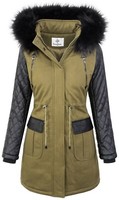 Damen Winter Jacke Parka Wintermantel Kunstfellkragen Damenjacke Mantel D-348