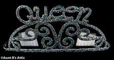 Tiara Queen Metal Sparkle Glitter Costume Tiara With Combs